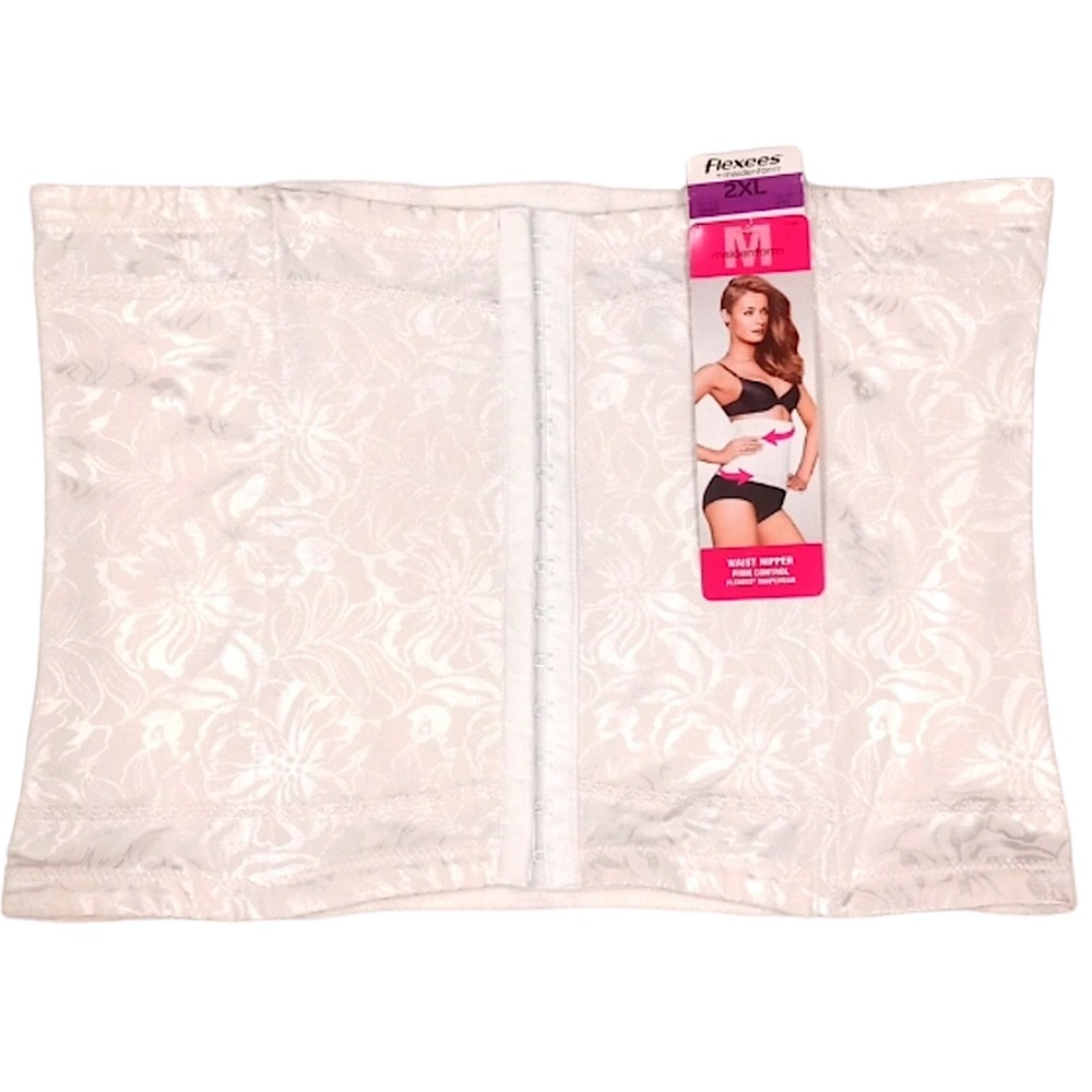 MAIDENFORM FLEXEES sz 2XL Firm Control Waist Shaper Corset Wide White NWT